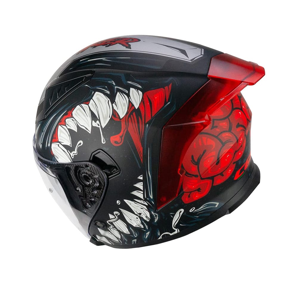 CGM 127X DEEP FREAKER Abatibles Jet Casco Negro Rojo Mate