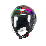 CGM 126S IPER DISCO Urban Moto Casco Verde Grafito Fucsia