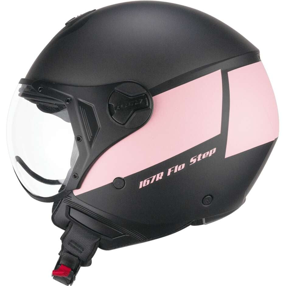 CGM 167R FLO STEP JET CASCO MOTO ANTRACITE ROSA SATINATO SAGOMATA - CASCO
