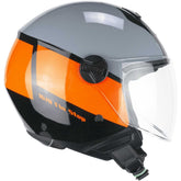 CGM 167R FLO STEP JET CASCO MOTO GRIGIO ARANCIONE LUNGA - CASCO