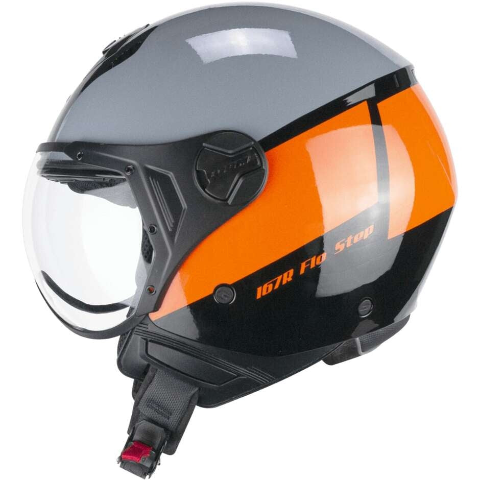 CGM 167R FLO STEP JET CASCO MOTO GRIGIO ARANCIONE SAGOMATA - CASCO