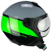 CGM 167R FLO STEP JET CASCO MOTO GRIGIO VERDE SAGOMATA - CASCO