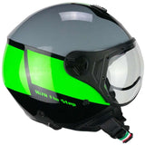 CGM 167R FLO STEP JET CASCO MOTO GRIGIO VERDE SAGOMATA - CASCO