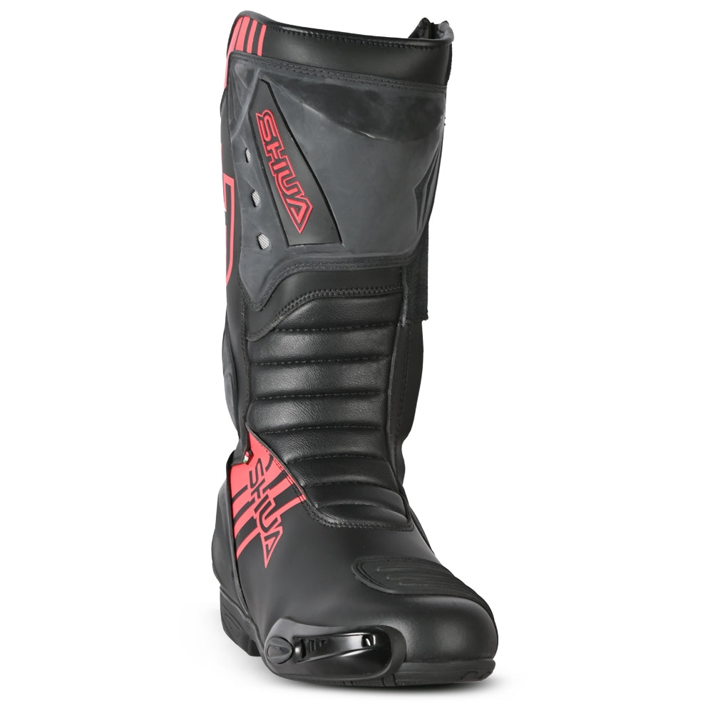 SHUA - Botas Piel Super Tech Negro/Rojo-Maximo Moto