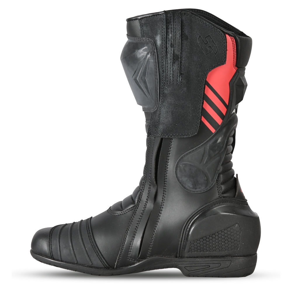 SHUA - Botas Piel Super Tech Negro/Rojo-Maximo Moto