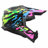 LS2 MX708 FAST II GROTESK CASCO DE MOTO AZUL ROSA VERDE