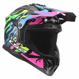 LS2 MX708 FAST II GROTESK CASCO DE MOTO AZUL ROSA VERDE