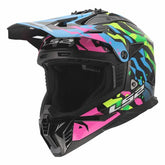 LS2 MX708 FAST II GROTESK CASCO DE MOTO AZUL ROSA VERDE