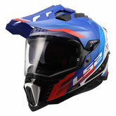 LS2 MX701 EXPLORER HEXA CASCO DE MOTO BLANCO AZUL ROJO