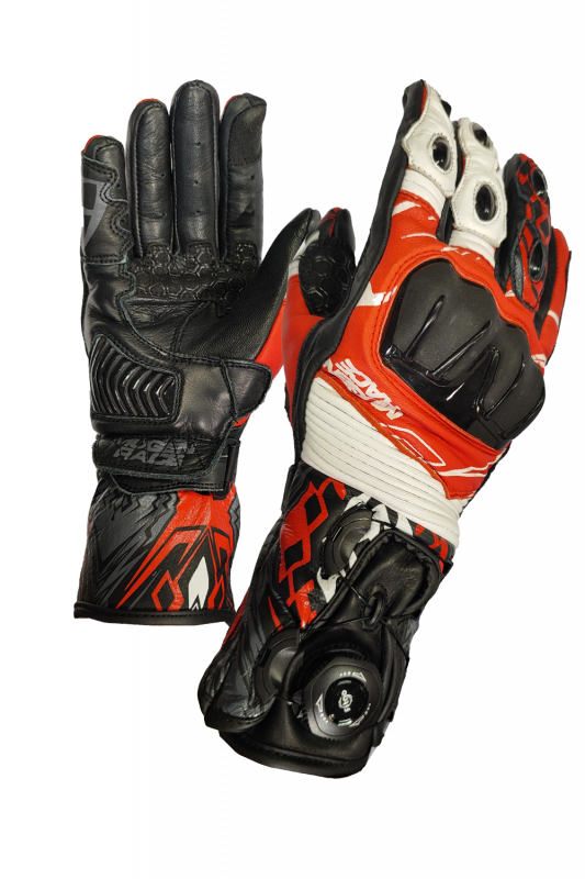 MugenRace G-MNR 2480 COWY Sport Moto Guantes Negro Blanco Rojo