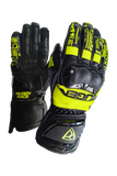 MUGRNRACE LE-VI SPORT Moto Cuero Guantes Negro Amarillo Fluo