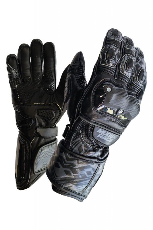 MUGENRACE MOONE SPORT Moto Cuero Guantes Blanco Negro