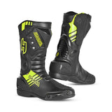 SHUA - Botas Piel Super Tech Negro/Amarillo Fluor-Maximo Moto