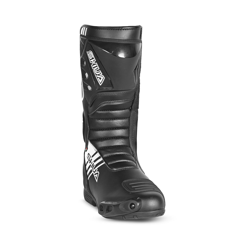 SHUA - BOTAS PIEL SUPER TECH NEGRO/BLANCO-Maximo Moto