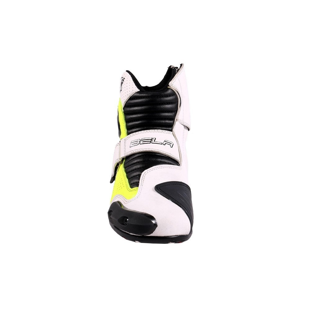 BELA - Botas Piel Faster Blanco/Amarillo Fluor - SECURTEX MOTOR S.L (t/a MaximoMoto)
