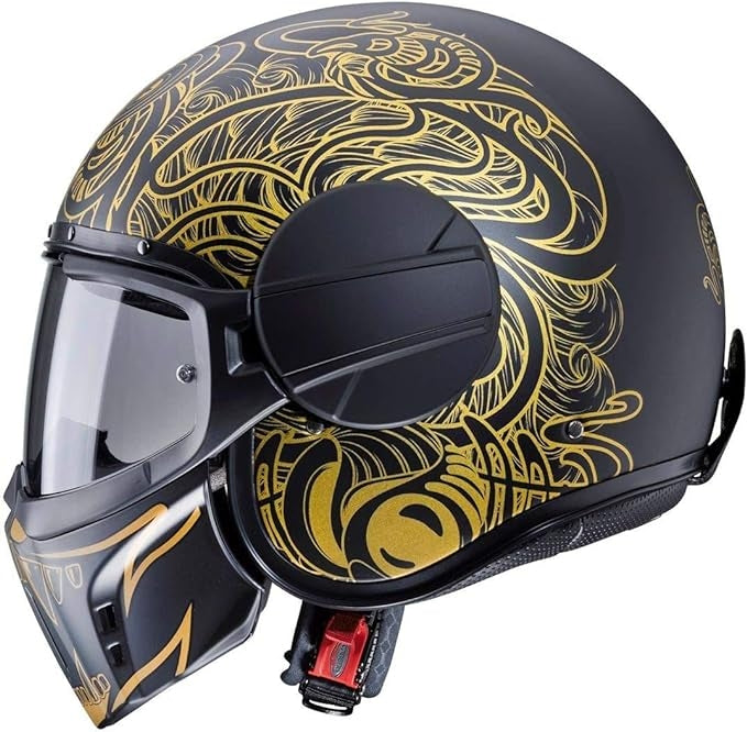 CABERG-CASCO GHOST MAORI MATT BLACK/GOLD - SECURTEX MOTOR S.L (t/a MaximoMoto)