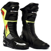 R-TECH - Botas Piel Road Racer WP Negro/Amarillo Fluor