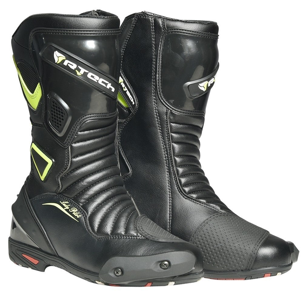 R-TECH - BOTAS PIEL PILOT LADY NEGRO/AMARILLO FLUOR