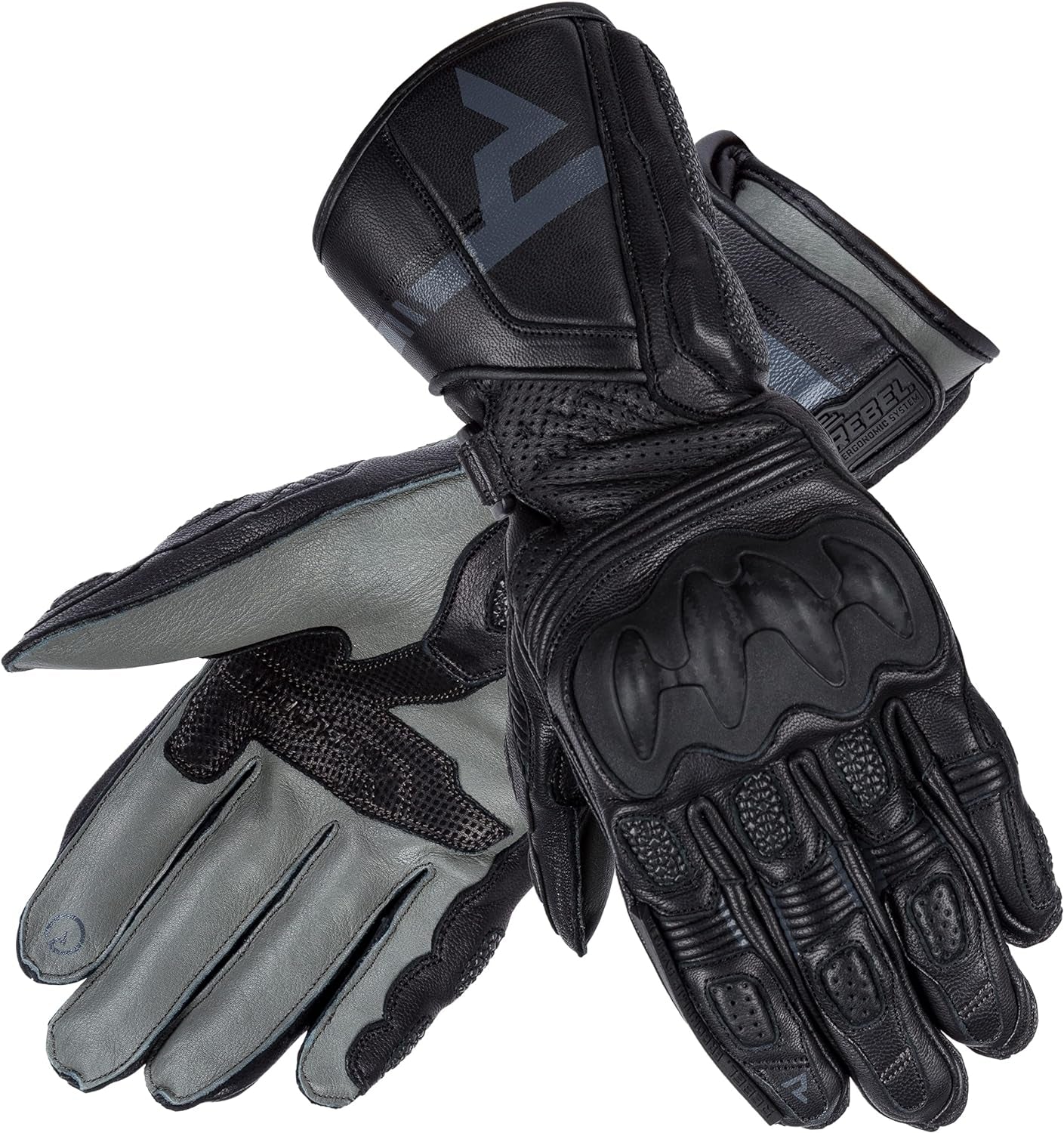 REBEL HORN - GUANTES PIEL ST LONG LADY BLACK/GREY - SECURTEX MOTOR S.L (t/a MaximoMoto)