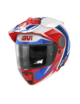 GIVI X27 Tourer gráficos frontales abatibles, Casco de motocicleta blanco, azul y rojo