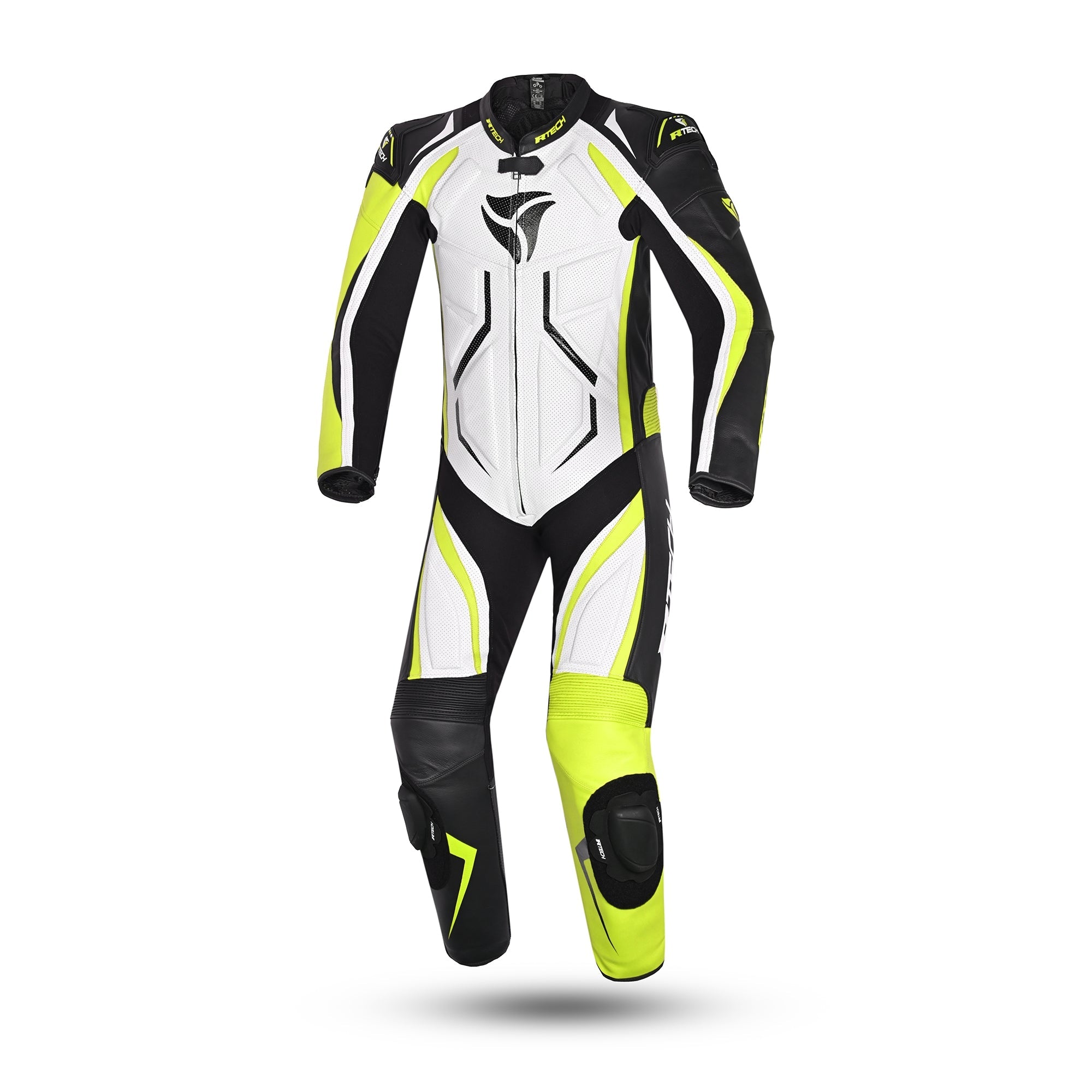 R-TECH -Mono 1 PC Defender GP Blanco/Negro/Amarillo Fluor - SECURTEX MOTOR S.L (t/a MaximoMoto)