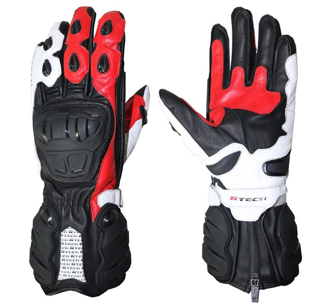 R-TECH - Guante Piel Hawk Negro/Rojo
