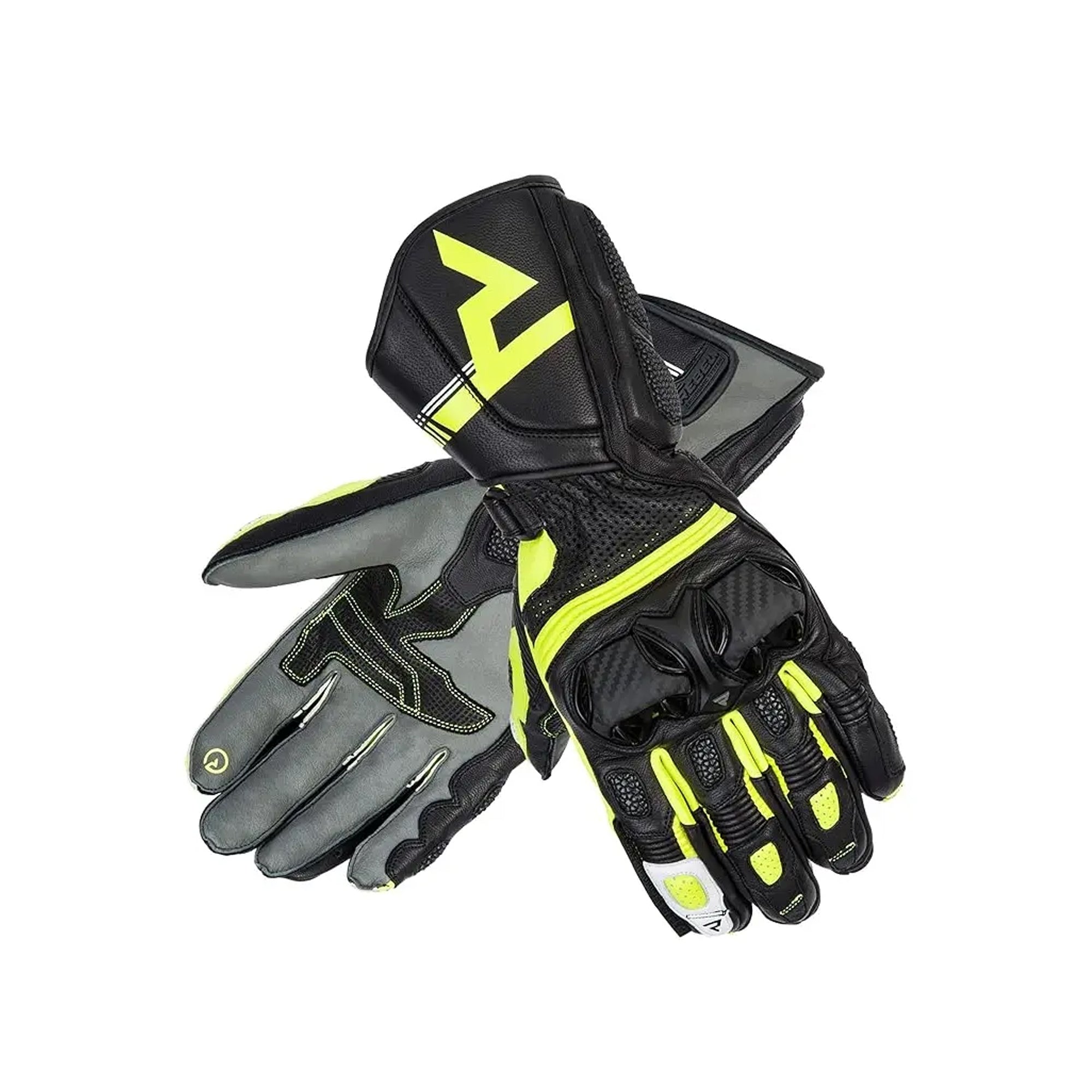 REBEL HORN - GUANTES PIEL ST LONG NEGRO/GRIS/VERDE FLOR - SECURTEX MOTOR S.L (t/a MaximoMoto)