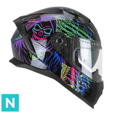 CGM 311T BLAST TECH CASCO DE MOTO INTEGRALES NEGRO MORADO VERDE FLUOR