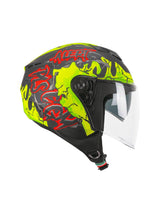 CGM 126X IPER ALERT CASCO JET NERO GIALLO FLUO OPACO - CASCO