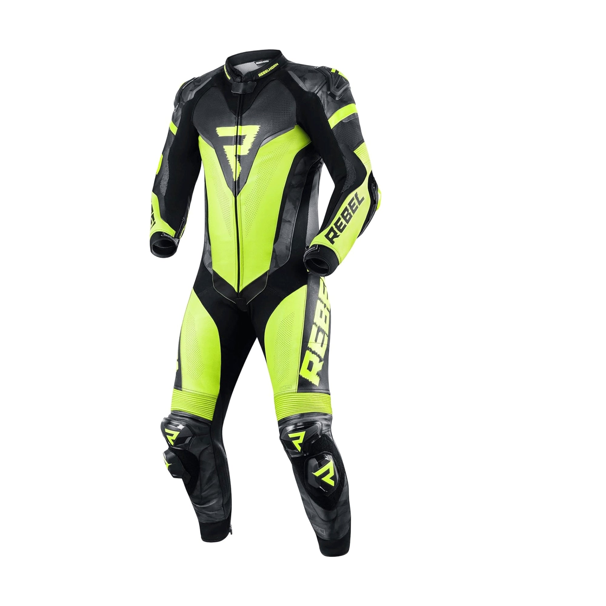 REBEL HORN - Monos Piel REBELHORN REBEL BLACK/FLO YELLOW - SECURTEX MOTOR S.L (t/a MaximoMoto)