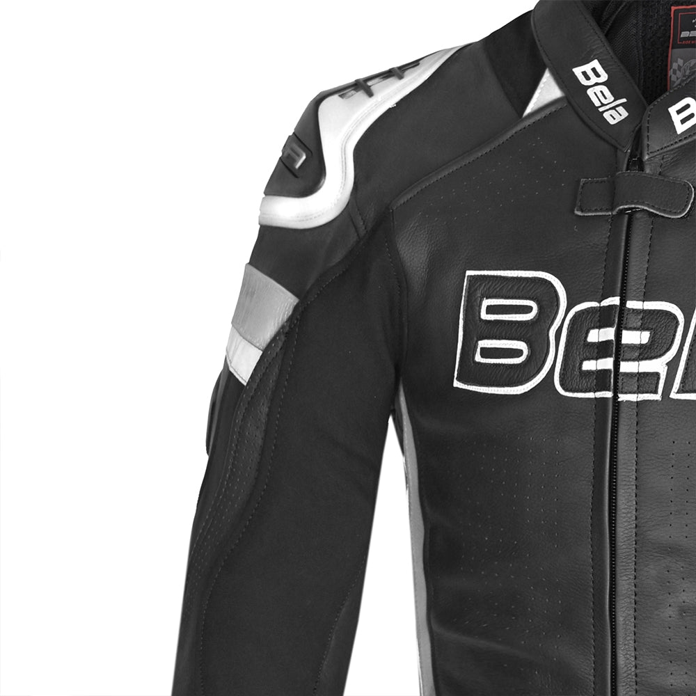 BELA - Chaqueta Piel Rocket man Negro/Blanco - SECURTEX MOTOR S.L (t/a MaximoMoto)