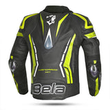 BELA - Chaqueta Piel Rocket man Negro/Amarillo Fluor - SECURTEX MOTOR S.L (t/a MaximoMoto)