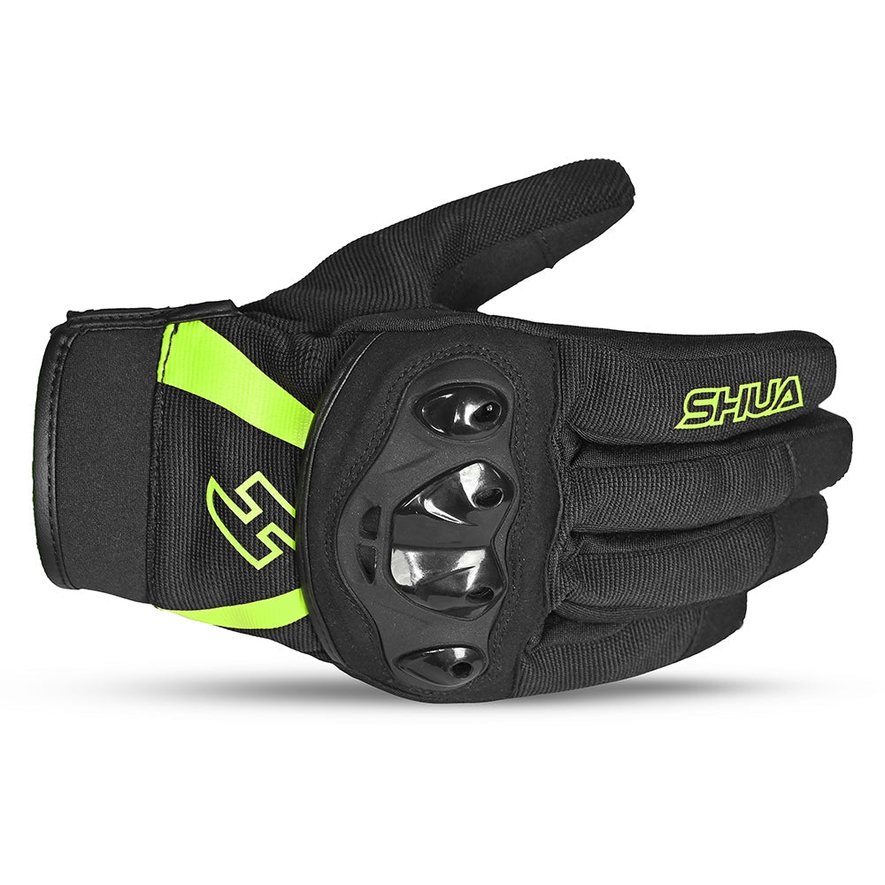 SHUA - Guantes Textil Shot Lady Negro/Amarillo-Maximo Moto