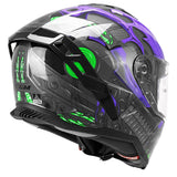 CGM SHOT VILLAIN 363R CASCO DE MOTO NEGRO PURPURA VERDE