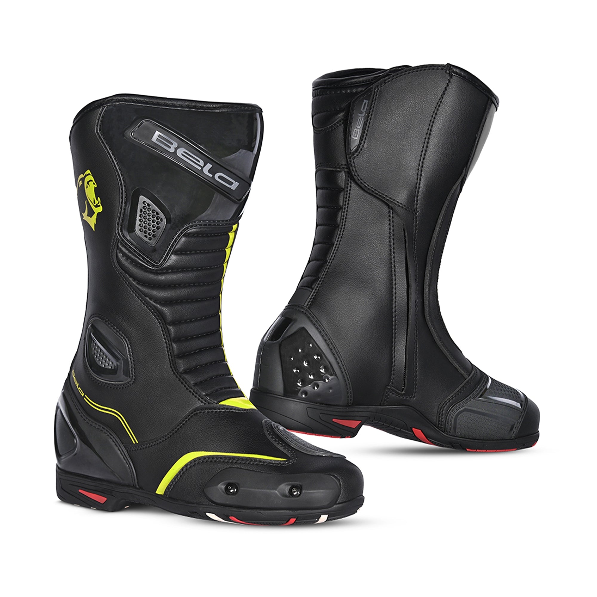 BELA - Botas Piel Strip Negro/Amarillo Fluor - SECURTEX MOTOR S.L (t/a MaximoMoto)