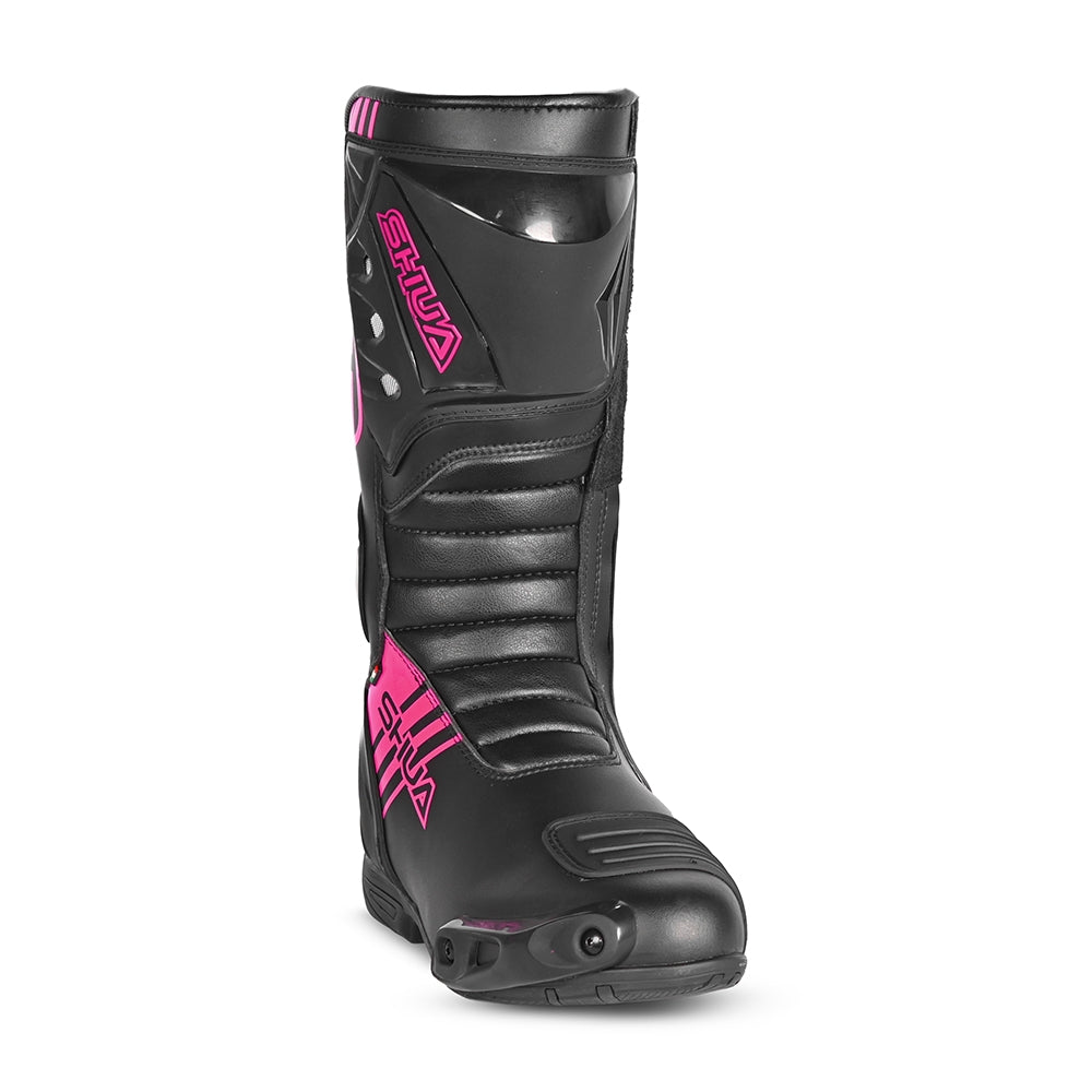 SHUA -BOTAS PIEL SUPER TECH RACING LADY NEGRO/ROSA