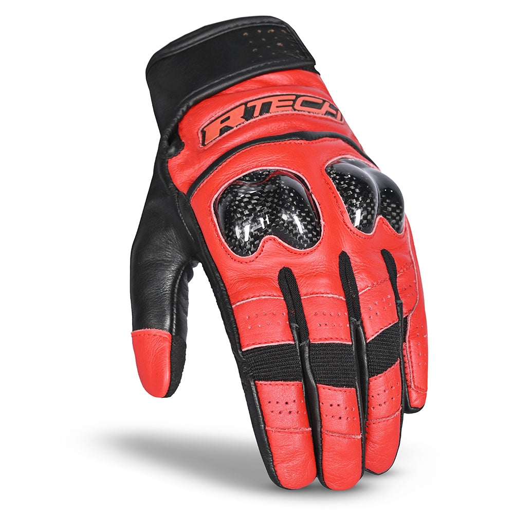 R-TECH - Guante Piel Falcon Summer Negro/Rojo - SECURTEX MOTOR S.L (t/a MaximoMoto)