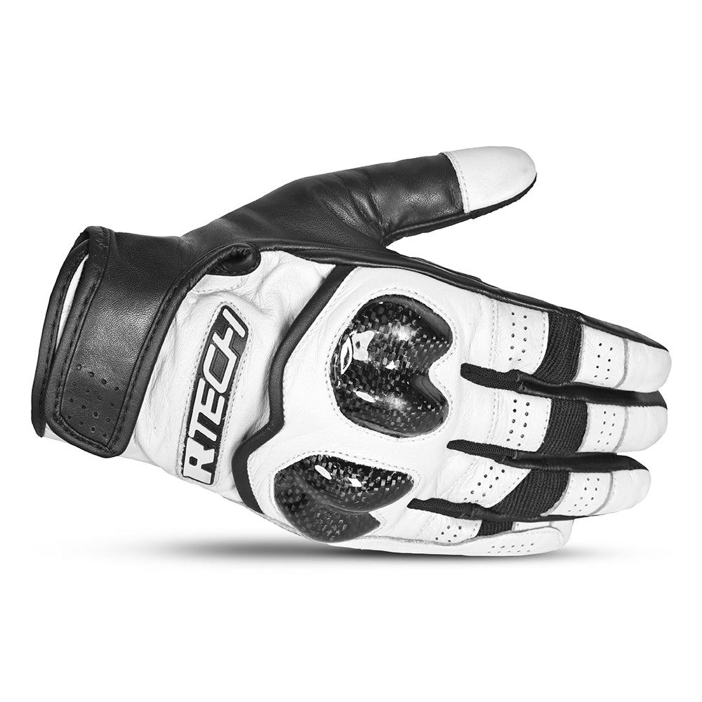 R-TECH - Guante Piel Falcon Summer Negro/Blanco - SECURTEX MOTOR S.L (t/a MaximoMoto)