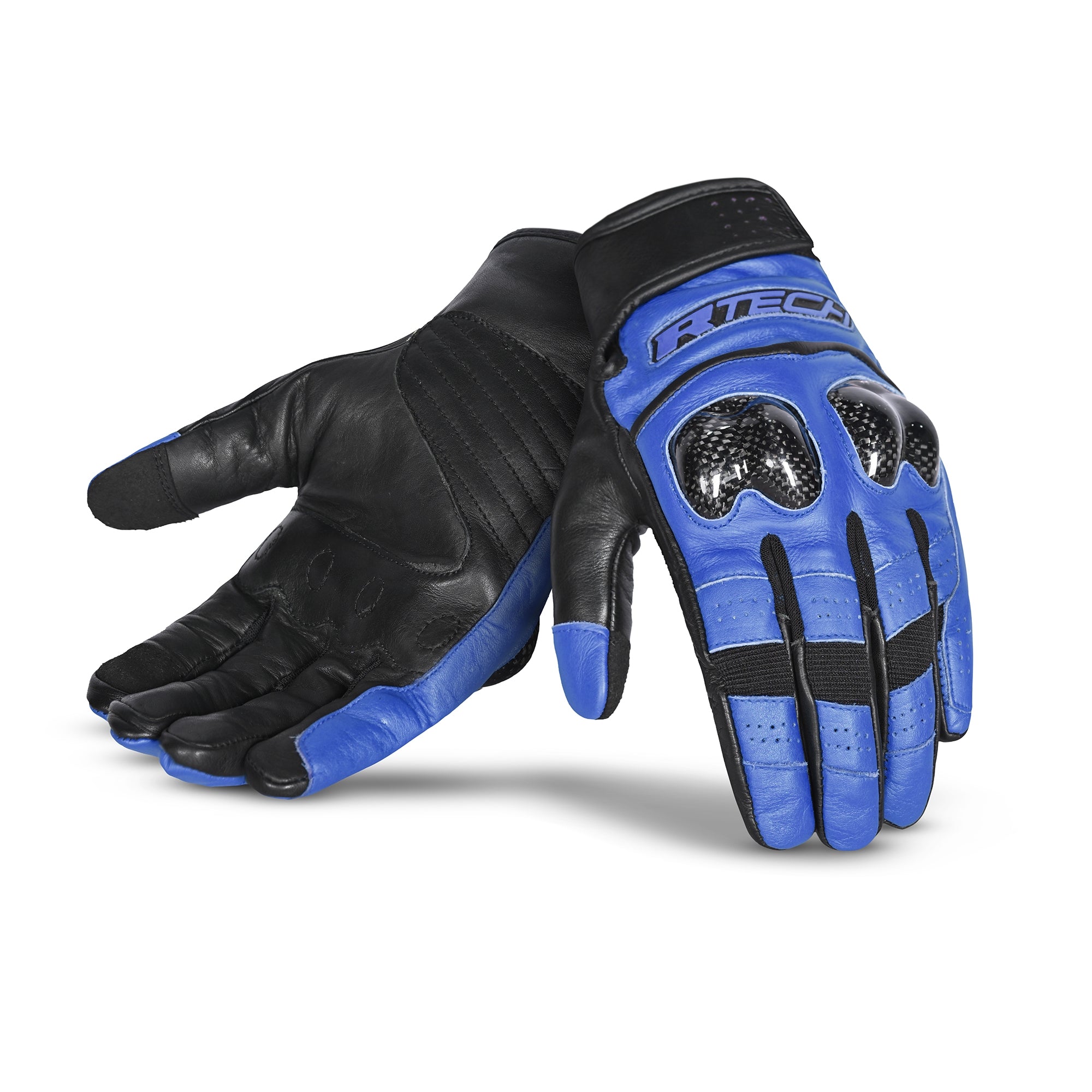 R-TECH - Guante Piel Falcon Summer Negro/Azul - SECURTEX MOTOR S.L (t/a MaximoMoto)