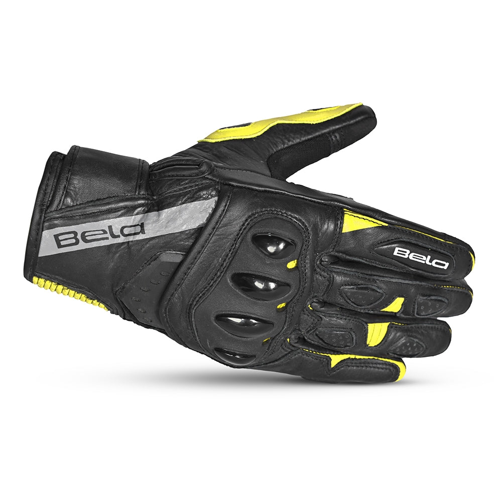 BELA - Guante Piel Blast Man Negro/Amarillo Fluor - SECURTEX MOTOR S.L (t/a MaximoMoto)