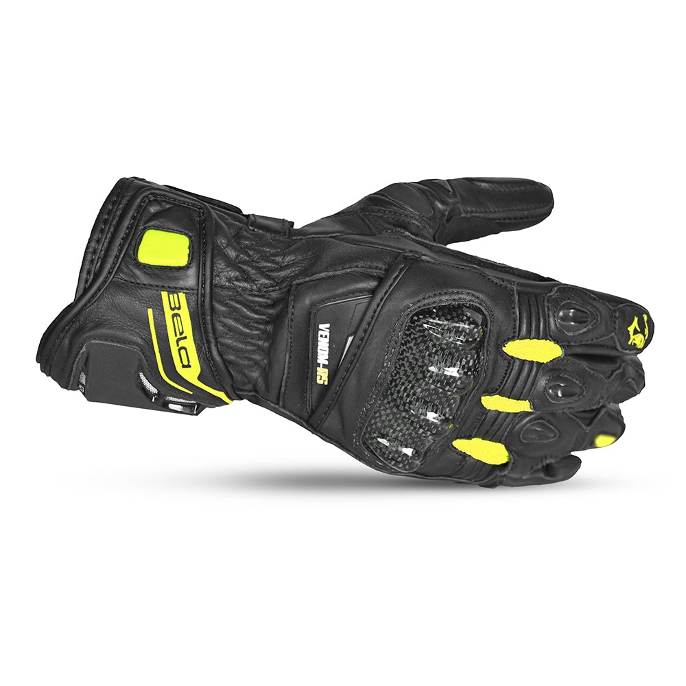 BELA - Guante Piel Venom RS Racing Man Negro/Amarillo Fluor - SECURTEX MOTOR S.L (t/a MaximoMoto)