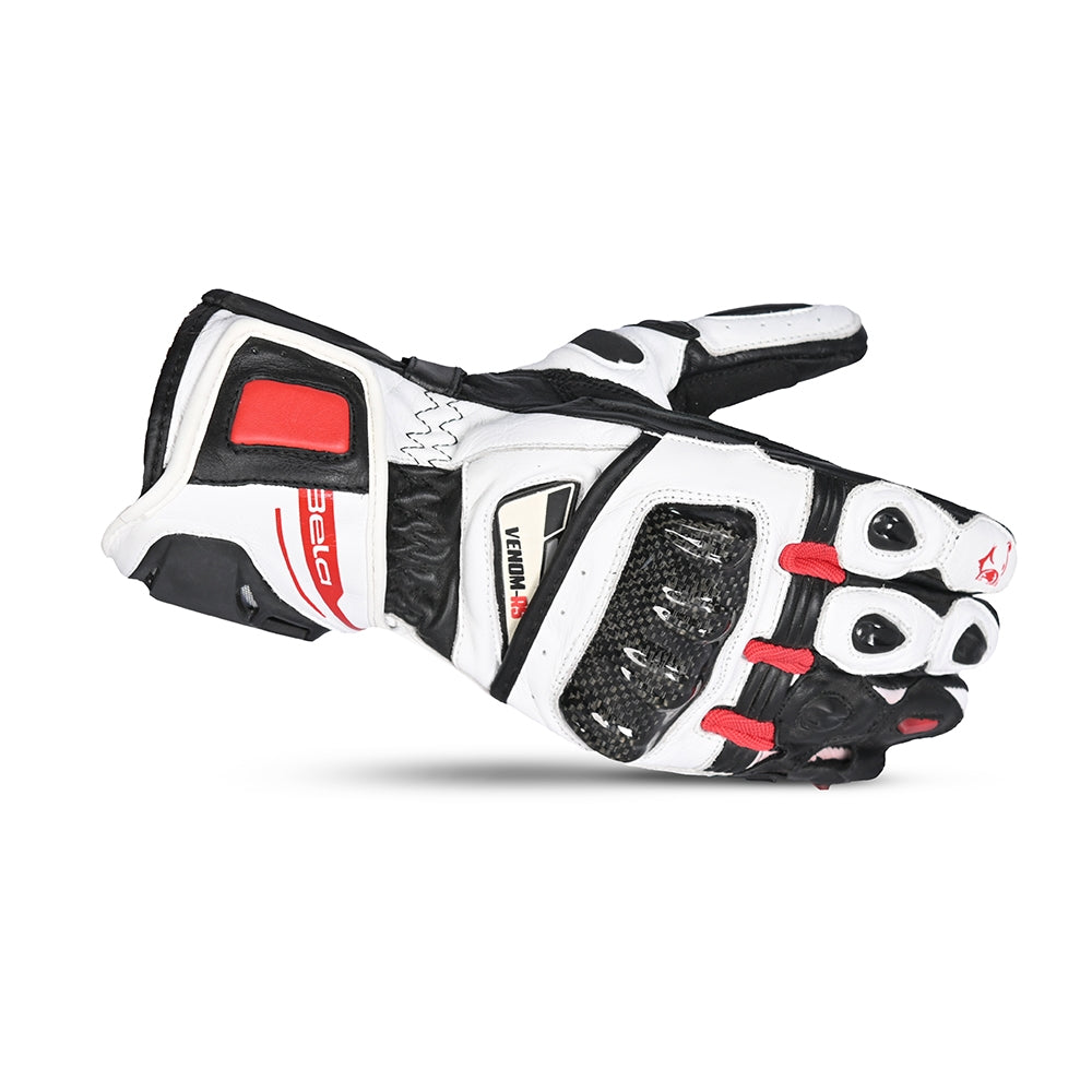 BELA - Guante Piel Venom RS Racing Man Blanco/Negro/Rojo - SECURTEX MOTOR S.L (t/a MaximoMoto)