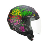CGM 167S FLO JOY Moto Jet Casco Negro Azul Verde Mate Largo