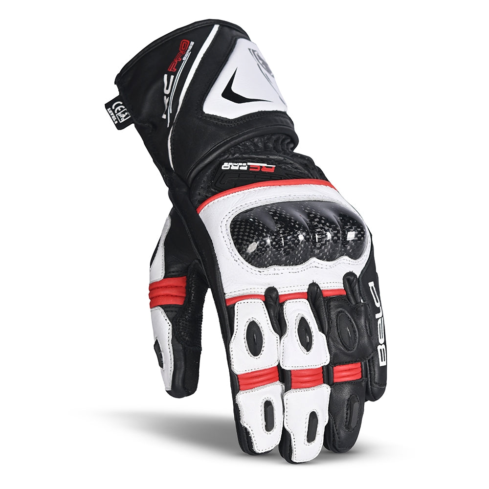 BELA - Guante Piel Rocket Long Blanco/Rojo/Negro - SECURTEX MOTOR S.L (t/a MaximoMoto)