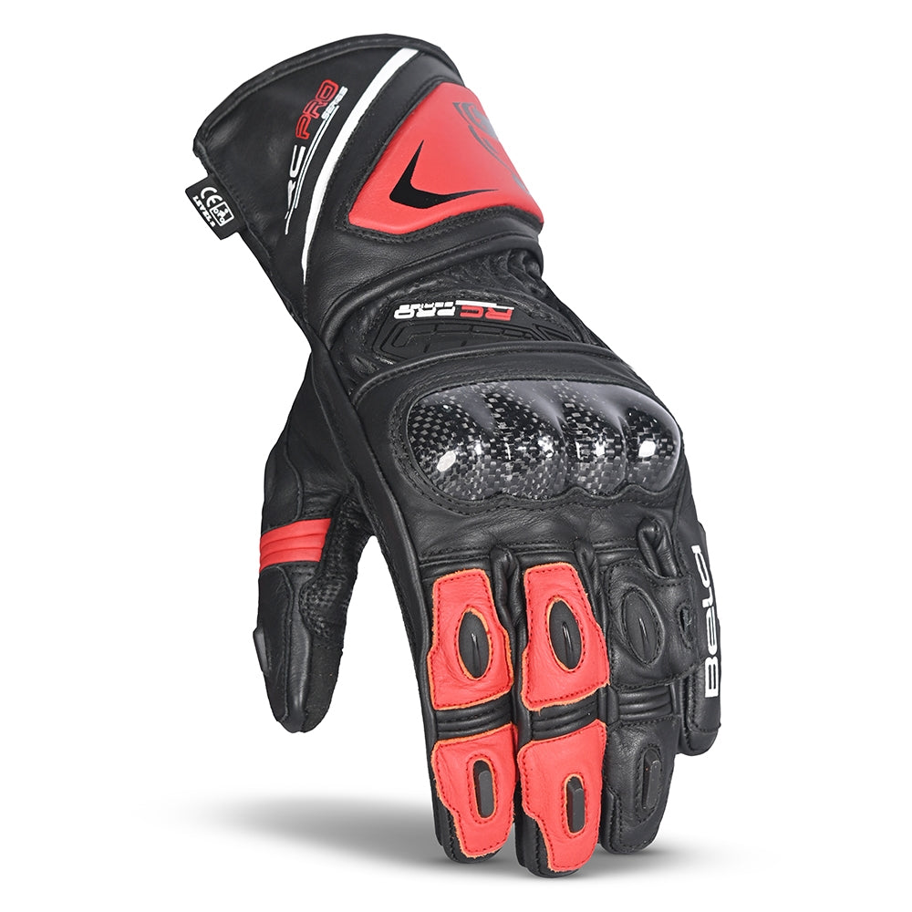 BELA - Guante Piel Rocket Long Negro/Rojo - SECURTEX MOTOR S.L (t/a MaximoMoto)