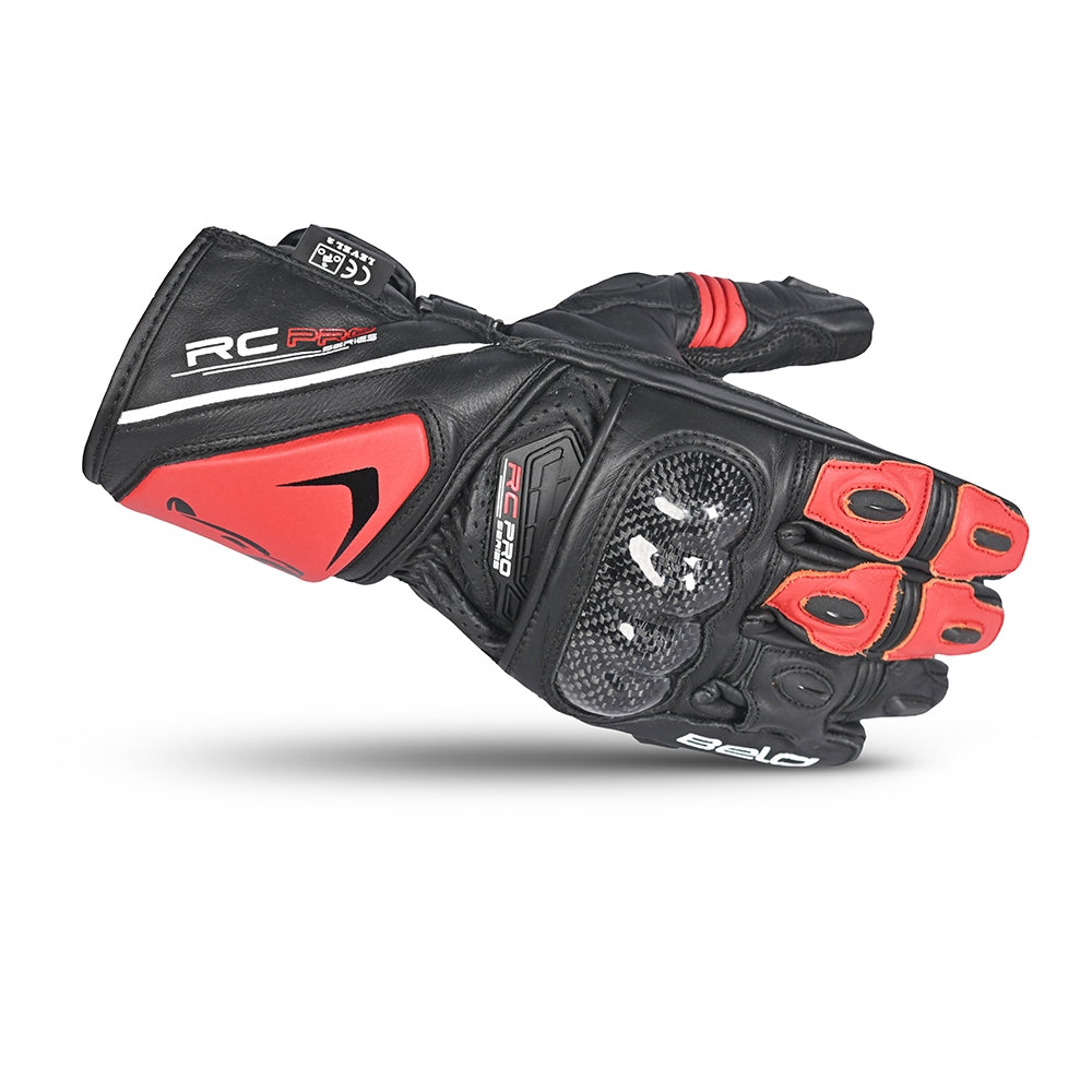 BELA - Guante Piel Rocket Long Negro/Rojo - SECURTEX MOTOR S.L (t/a MaximoMoto)
