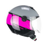 CGM 167R FLO STEP JET Moto Casco Gris Fucsia Largo