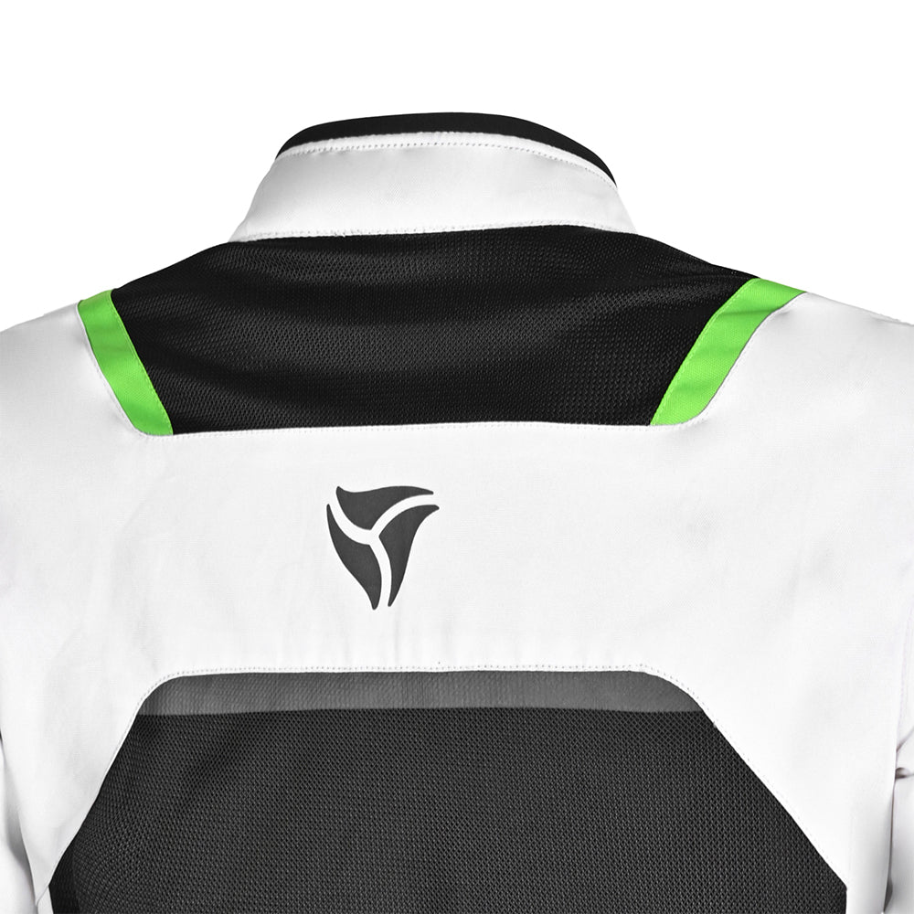 R-TECH SPIRAL MESH CHAQUETA DE MOTO DE HOMBRE TEXTIL NEGRO BLANCO VERDE