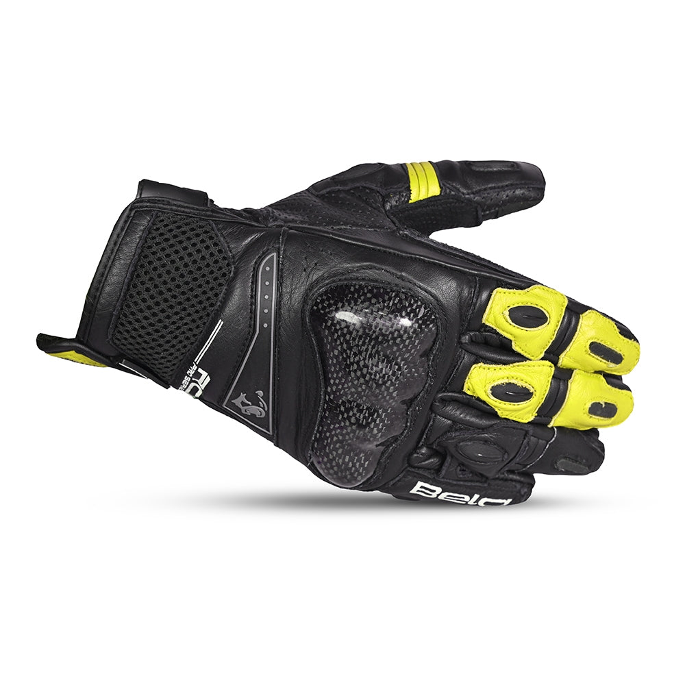 BELA - Guante Piel Rocket Short Negro/Amarillo Fluor - SECURTEX MOTOR S.L (t/a MaximoMoto)