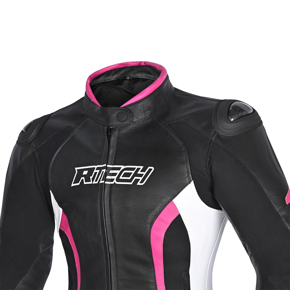R-TECH - Chaqueta Piel Tom Rider Lady Negro/Rosa - SECURTEX MOTOR S.L (t/a MaximoMoto)